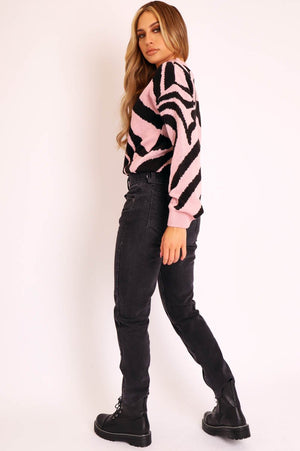 Black Wash Belted Straight Leg Jeans - Crosley