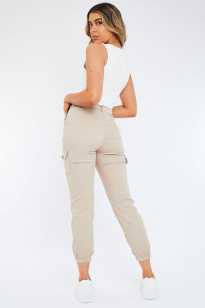 Beige Cuffed Cargo Trousers - Genesis