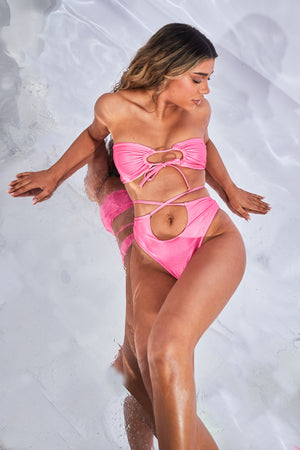 Pink Strappy Cut Out Bikini Set - Hailey