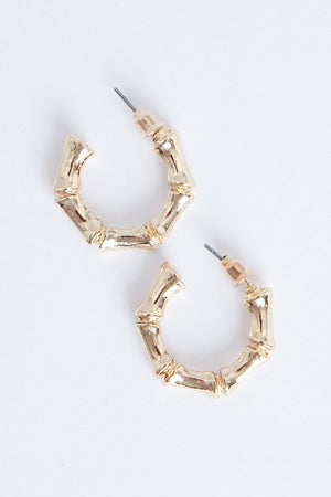 Mini Bamboo Gold Hoops - Elisabella