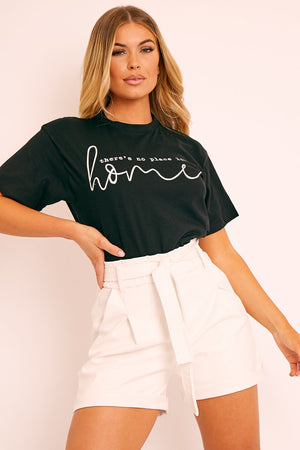 White Faux Leather Belted Shorts - Riyanna
