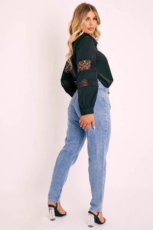 Mid Wash Blue Mom Fit Jeans - Parisa