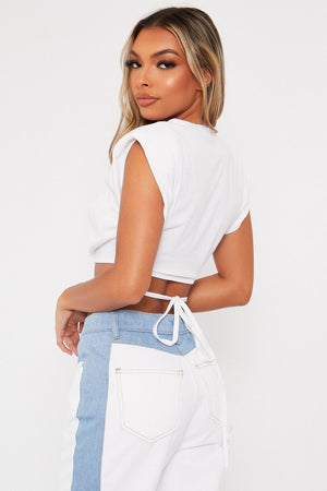 Blue Denim Side Panel + Yoke Contrast Jeans - Alexii