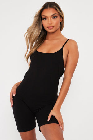 Black Jersey Low Back Unitard - Taya