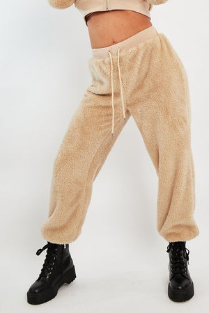 Stone Oversized Teddy Joggers - Havana