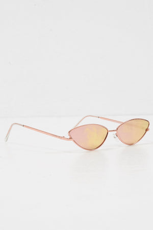 Rose Gold Small Cat Eye Metal Frame Sunglasses - Stefani