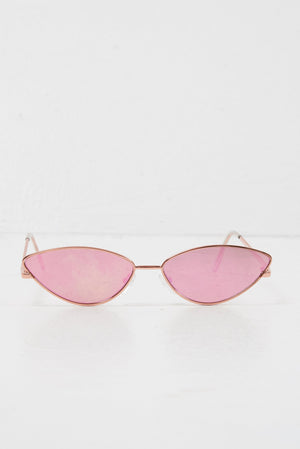 Rose Gold Small Cat Eye Metal Frame Sunglasses - Stefani