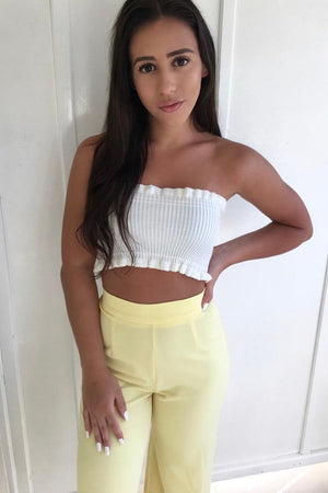 Yellow High Waist Flare Trousers -Tisha