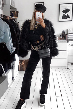Black Corduroy Mom Jeans - Oprah-Jeans
