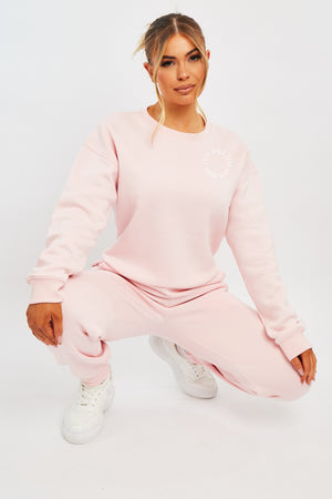 Pink 'Lazy Girls Club' Slogan Sweatshirt - Leila