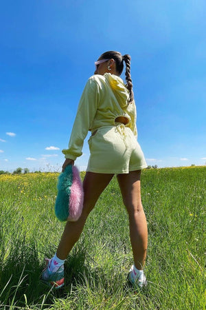Lemon Cropped Top + Shorts Lounge Set - Valeria