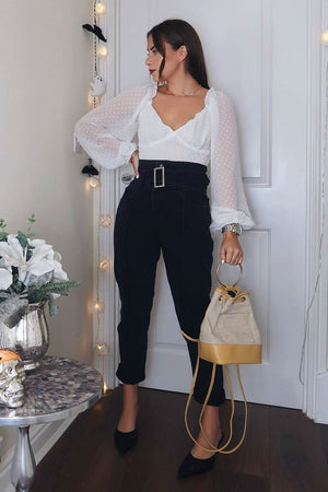 Black Wash Belted Straight Leg Jeans - Crosley