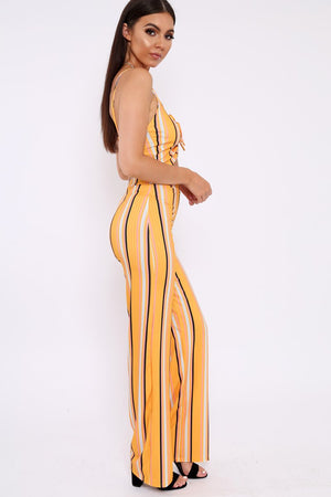 Yellow Stripe Crop Top And Trousers Co-Ord - Annabella