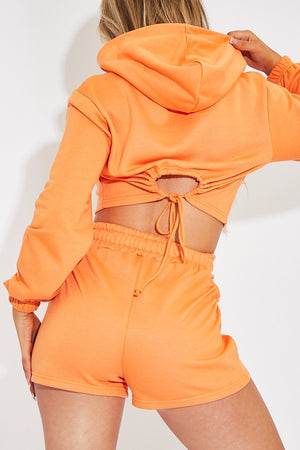 Orange Hip Cut Out Elasticated Shorts - Zaleia