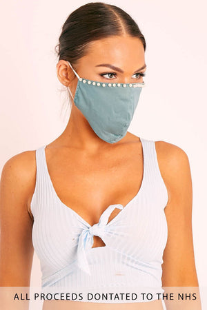 Sage Pearl Detail Face Mask - Lula