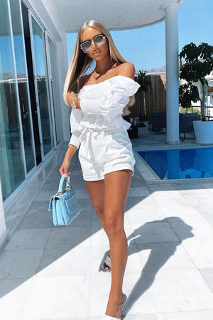 White Faux Leather Belted Shorts - Riyanna