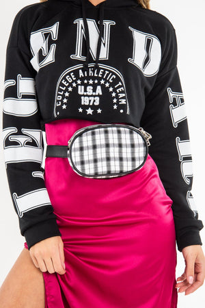 White Black Plaid Bum Bag - Keyra