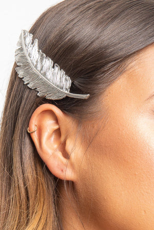 Silver Feather Hair Clip - Aakanksha