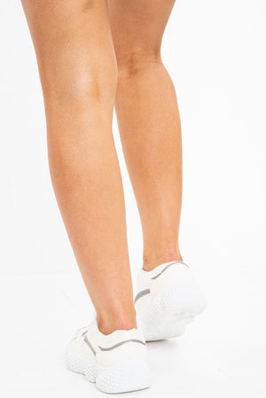 White Shimmer Effect Chunky Sole Trainers - Frances