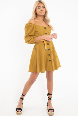 Olive Green Button Front Skater Dress - Candice – Rebellious Fashion