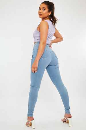 Light Blue High Waist Stretch Jeggings - Annaliza