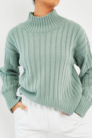 Sage Knit High Neck Jumper - Jaelynn