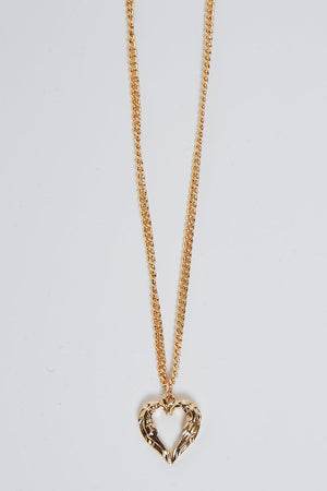 Gold Angel Wings Love Heart Pendant Necklace - Hana