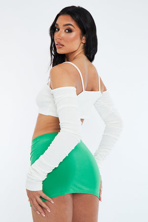 White Rib Square Strap Front Crop Top - Addison