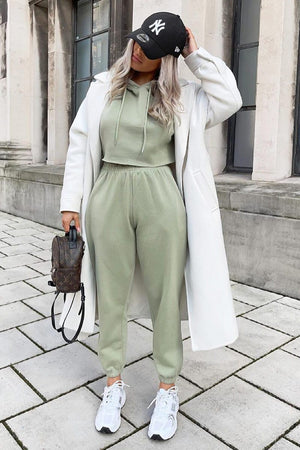 Sage Cropped Oversized Hoodie and Joggers Co-ord - Karenza