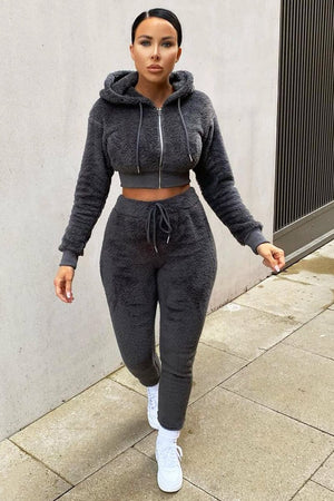 Grey Soft Teddy Leggings - Evani
