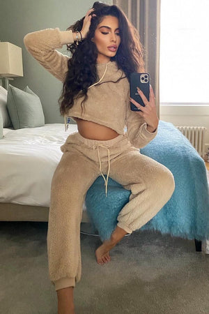 Stone Oversized Teddy Joggers - Havana