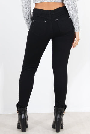 Prim Black Ripped Knee Skinny Jeans