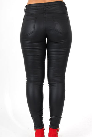 Lexis Black PU High Waisted Jeans