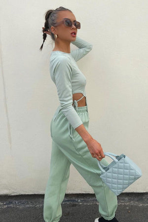 Sage Ribbed Side Tie Top - Bibi
