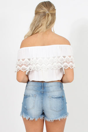 Mid Blue Appliqué Denim Shorts - Maggie