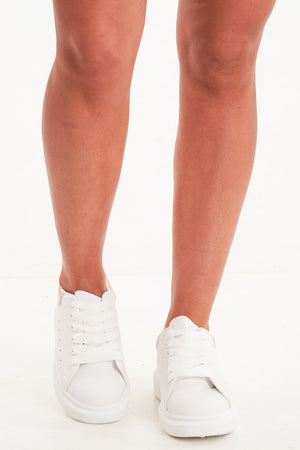 White Silver Holographic Insert Chunky Sole Trainers - Yuki