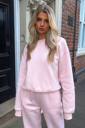 Pink 'Lazy Girls Club' Slogan Sweatshirt - Leila