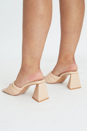Nude Padded Look Mules - Uma