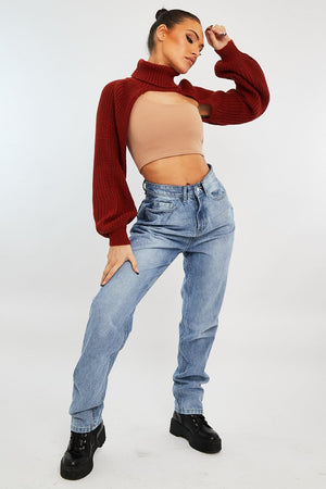 Rust Extreme Cut Out High Neck Jumper - Nihara