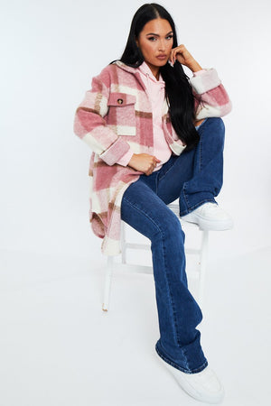 Pink Checked Pocket Front Shacket - Dalani