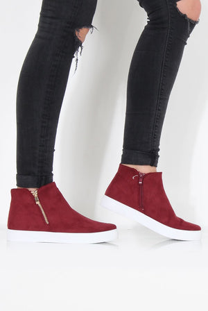 Wine Suede High Top Trainers - Nya
