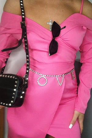 Pink Off The Shoulder Blazer Dress - Halia