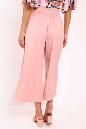 Pink Paper Bag Waist Culottes - Eris