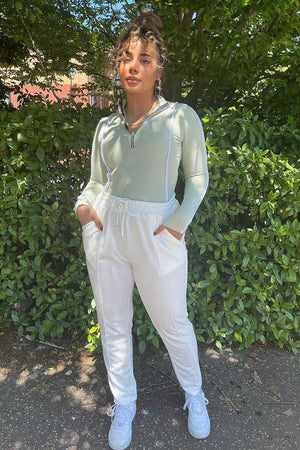 White Piping Detail Woven Trouser - Laila