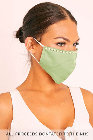 Green Pearl Detail Face Mask - Lula