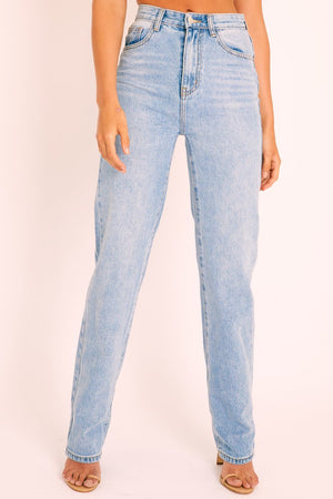 Blue Denim Extra Long Straight Leg Jeans - Blaise