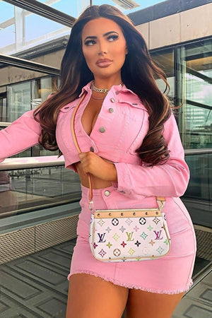 Pink Denim Jacket and Skirt Co-ord - Kaiden