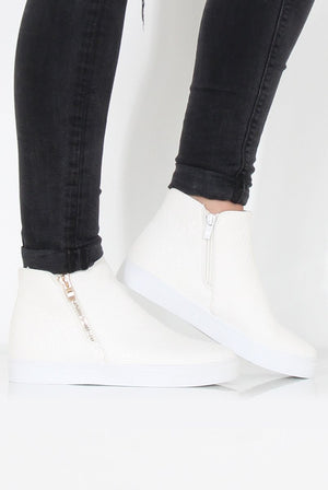 White Snakeskin Hightop Trainer - Tracey