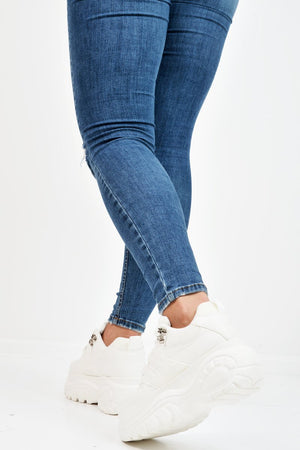 White Two Tone Extreme Sole Chunky Trainers - Miara
