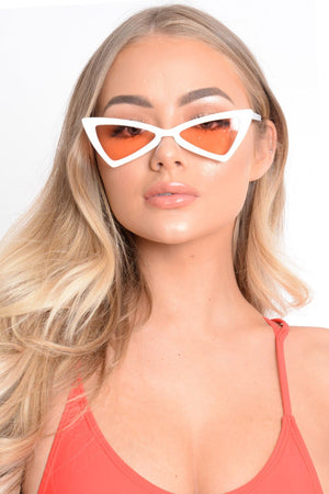 White And Pink Triangle Cat Eye Sunglasses - Bristyl